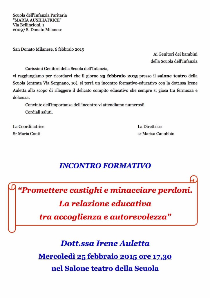 Incontro Genitori 25 febbraio 2015